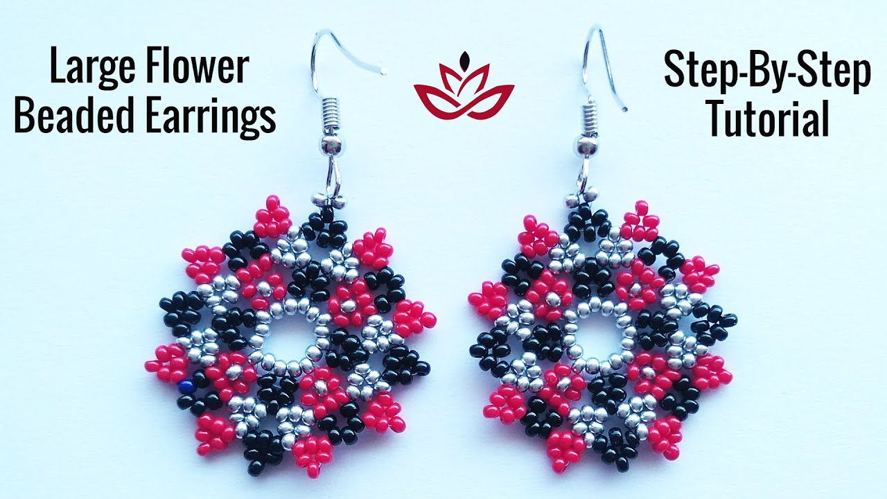 Large Seed Beads Flower Earrings - Tutorial. How to make seed beads earrings?