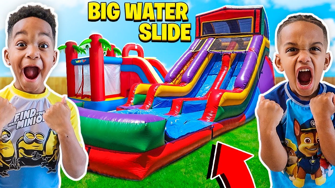 SURPRISING DJ & KYRIE WITH A BIRTHDAY WATERSLIDE BOUNCE HOUSE | THE PRINCE FAMILY
