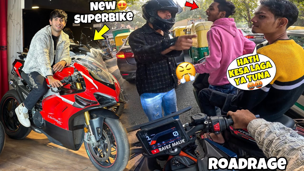 Roadrage with Chaprii boy😤|| Hath kesa lagaya Tuna😱|| New Superbike Ducati V4s😍