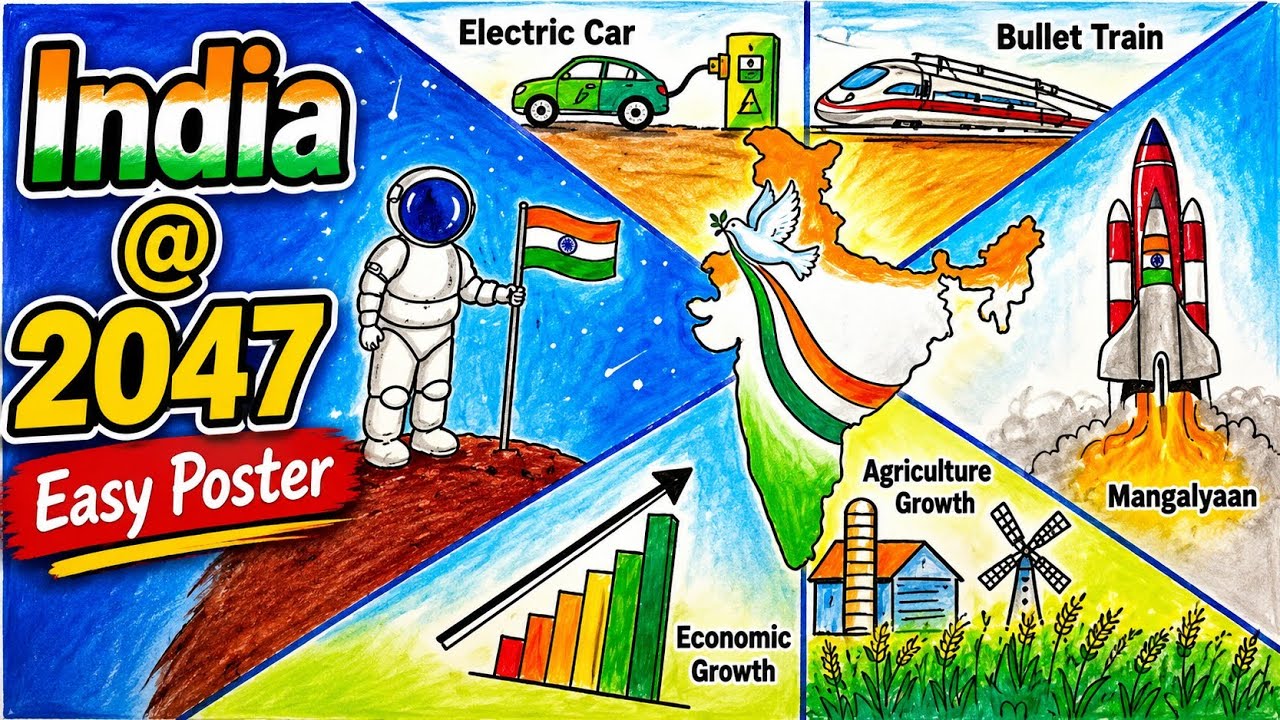 Where do i see my Country in 2047/My Vision for INDIA in 2047 Drawing/Future of India Drawing