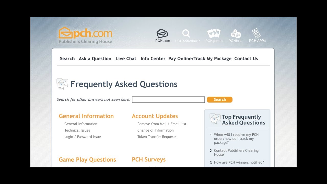 Learn all about the PCH Frequently Asked Questions (FAQ) Site!