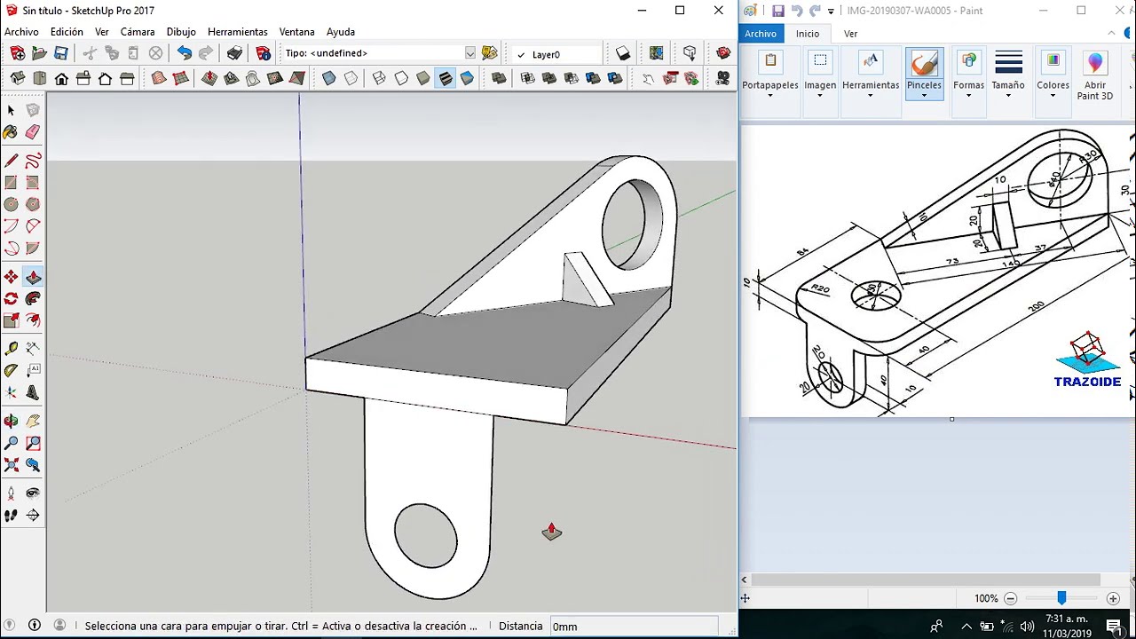 Pieza mecánica en Sketchup