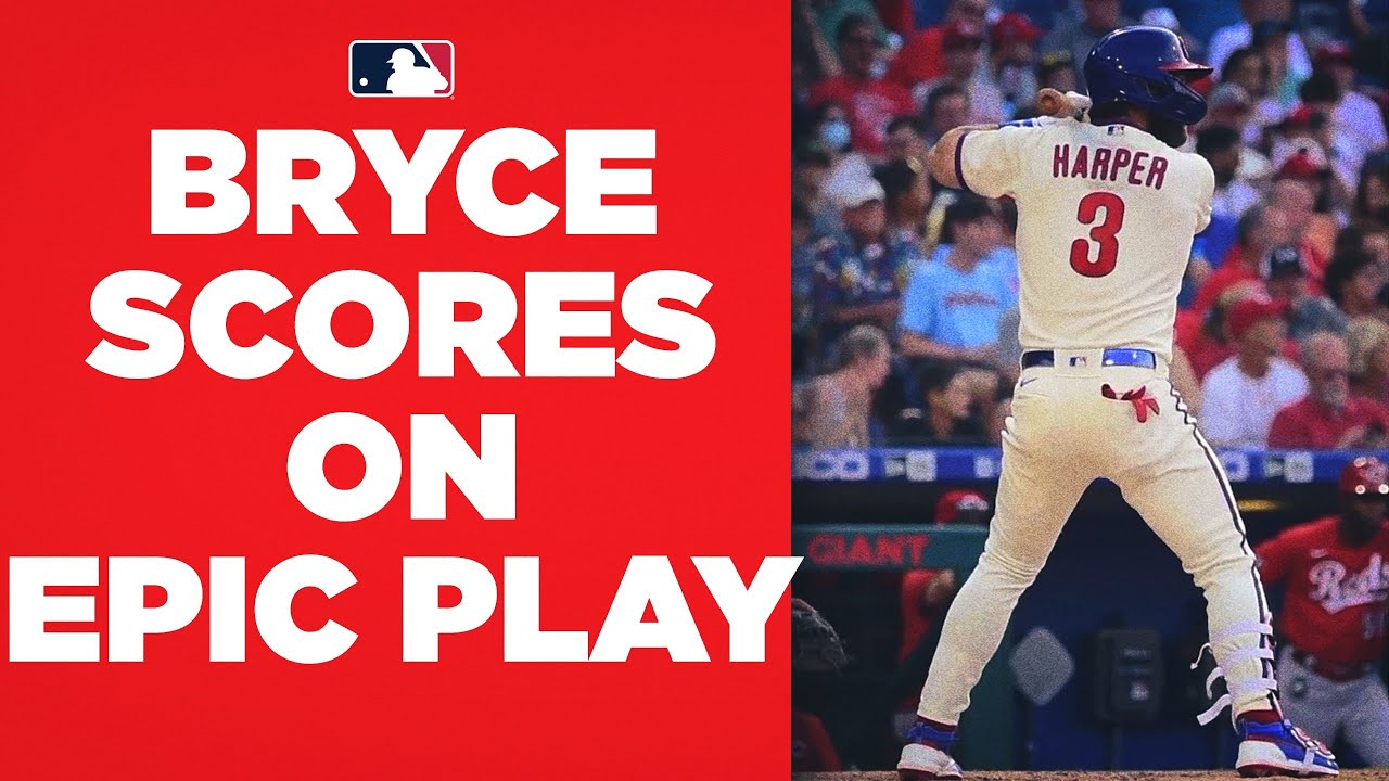 Bryce Harper triples, then sprints home on WILD heads-up play!