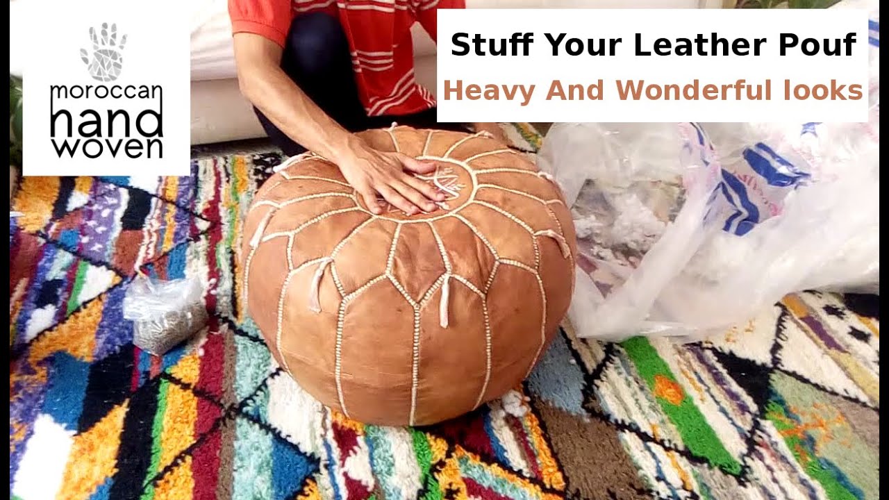 Fill Leather Pouf From Marrakesh With cloth and polyester ball - Heavy and Beautiful Ottoman looks