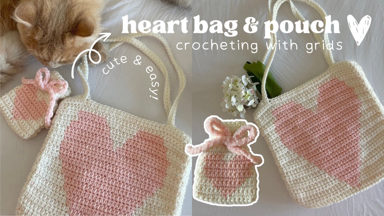 how to crochet a heart bag & pouch | in-depth tapestry/pixel grid crochet tutorial