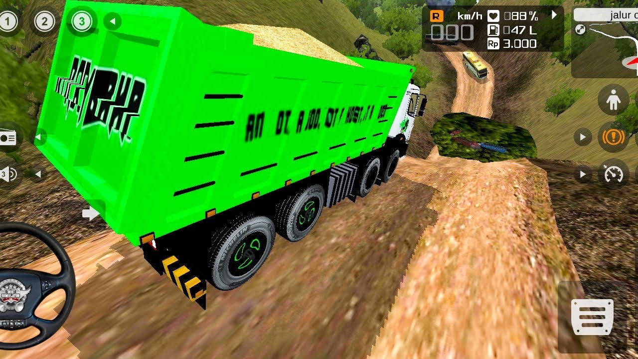 Heavy full loaded truck off road driving gameplay Bus simulator Indonesia Game 