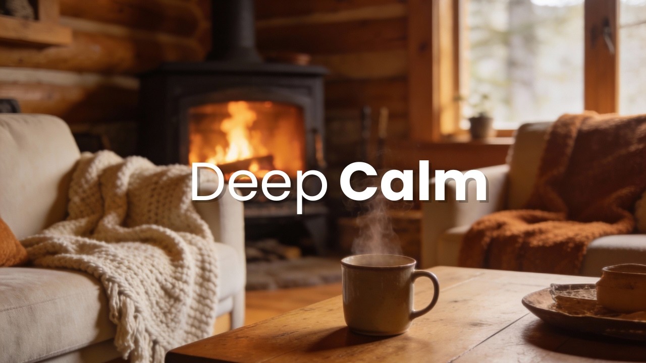 Snowy Log Cabin (4K) |  Deep Calm Meditation for Stress Relief and Relaxation