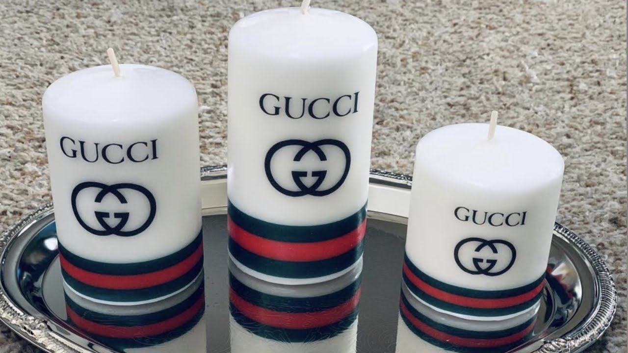 Gucci Candles DIY ! Gucci Candles without ribbon! Designer candles! Fashion inspired logo candles!