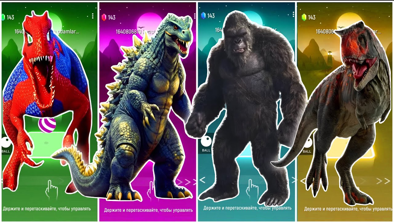 JurassicWorld Indominus 🆚 The Godzilla 🆚 King Kong 🆚 Tyranosaurus Coffin Godzilla || TilesHop