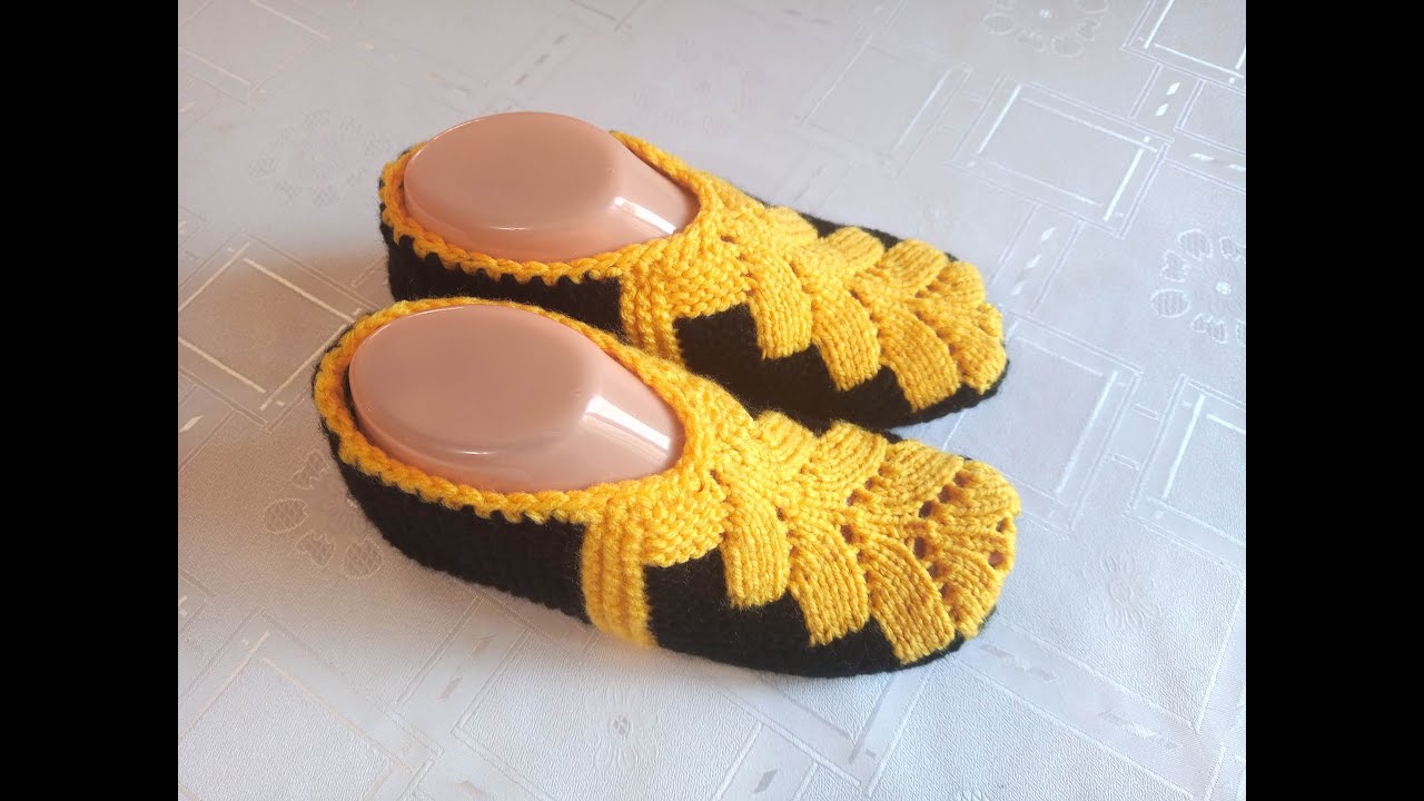 Плетени Терлици #96 - (Knitted Slippers) (Тапочки спицами) (Patik) (Pantufas passo a passo)