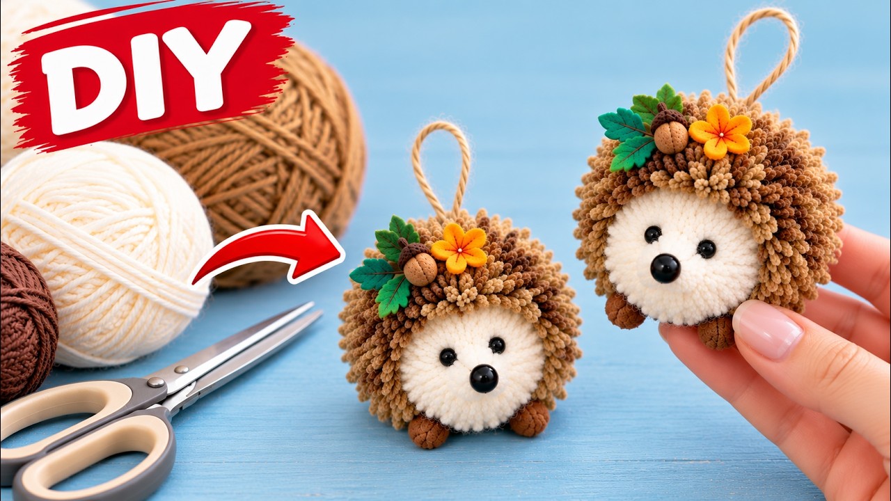 Удивительно ЛЕГКО и БЫСТРО делать этого Милого ЕЖИКА из Ниток / Cute Pompom Hedgehog Easy making