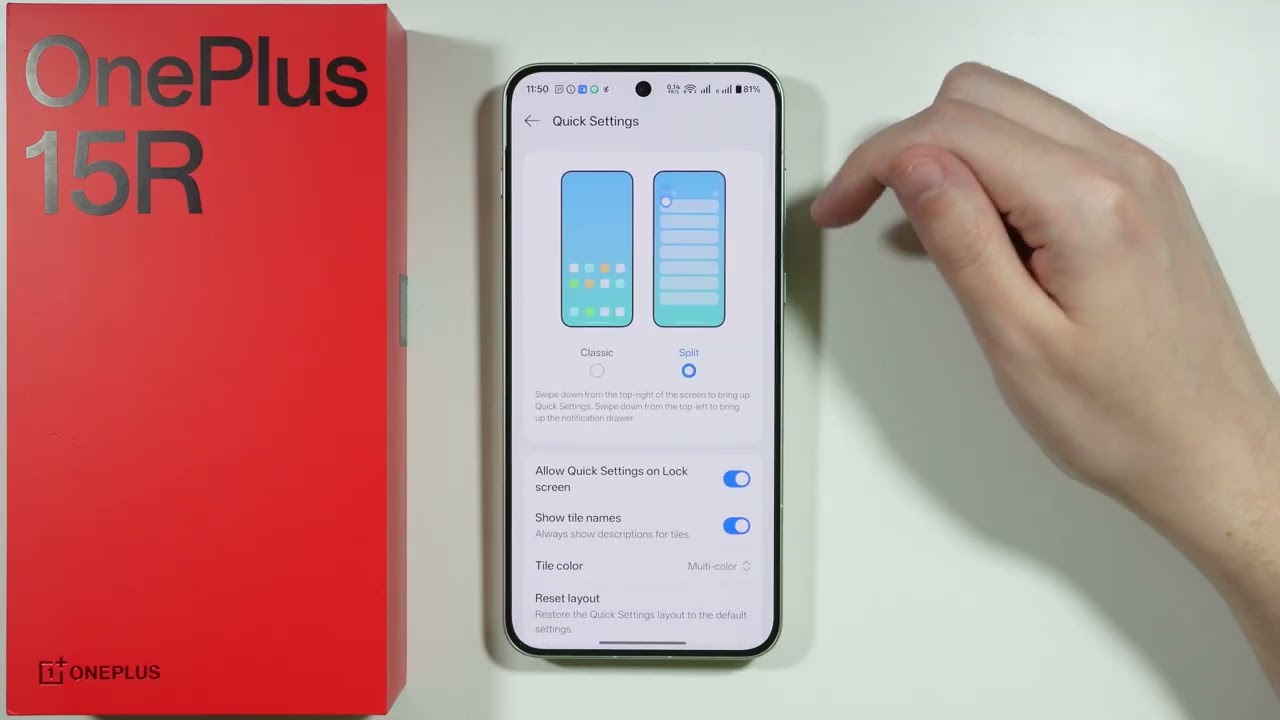 OnePlus 15R: Как объединить уведомления и быстрые настройки (Центр управления)