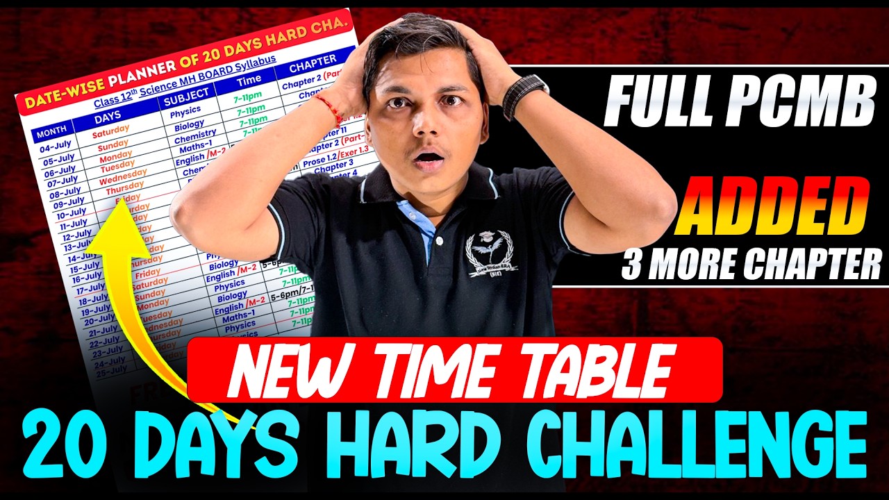 20 Days Hard Challenge 🔥New Time Table #newindianera #physicsbynewindianera #class12bynewindianera