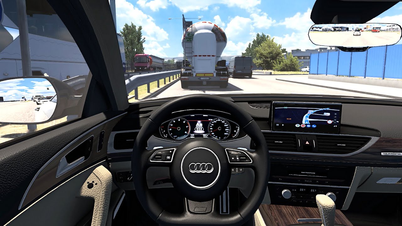 Audi A6 C7 3.0 TFSI 2015 - Euro Truck Simulator 2 [Steering Wheel Game Play]
