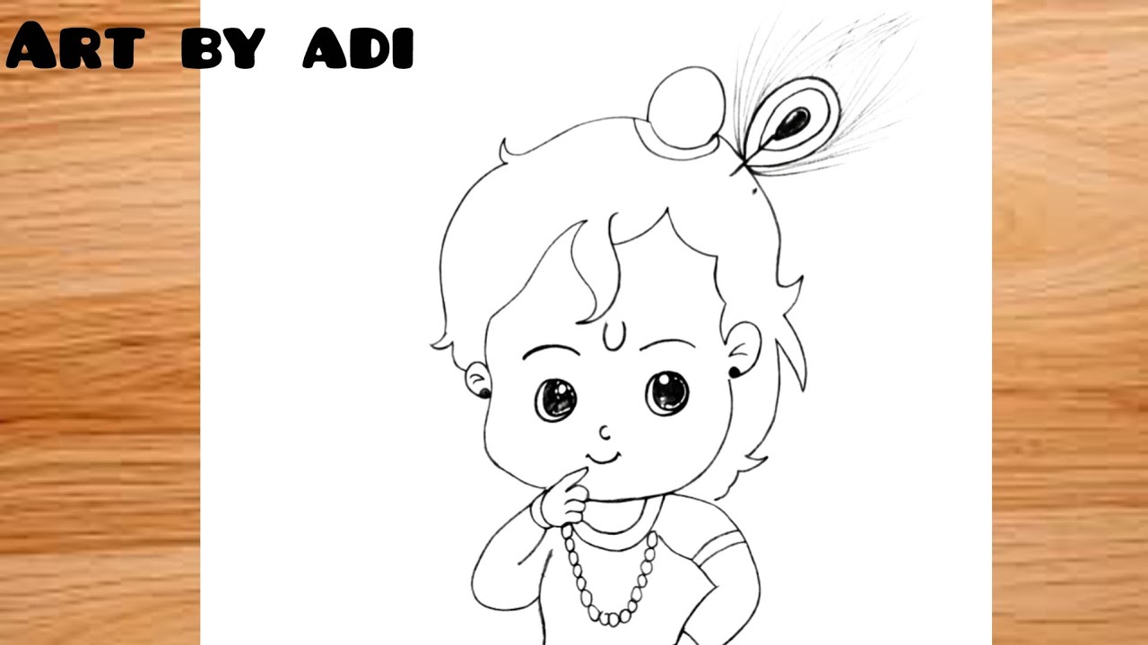 Little Krishna drawing | beautiful bagwan Krishna drawing | lord Krishna drawing 
