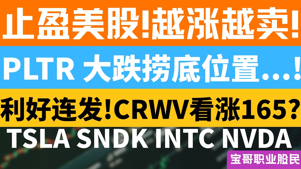 止盈美股!越涨越卖! PLTR 大跌捞底位置...! 利好连发!CRWV看涨165? TSLA SNDK INTC NVDA！04112026 #美股 #股票 #美股分析 #投資
