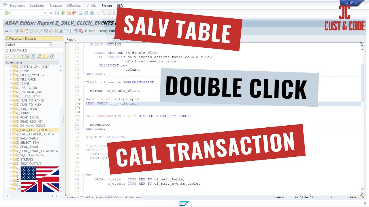 SALV Table - Double Click Event - Call Transaction [english]