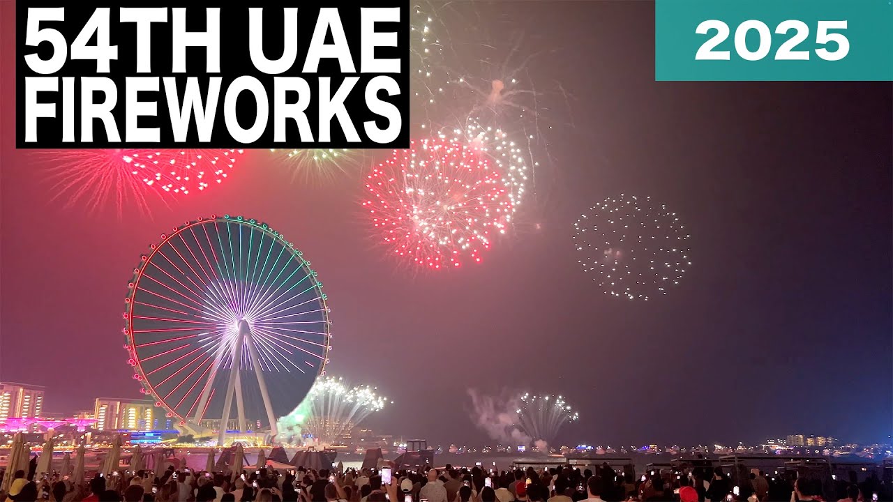 54th UAE National Day Fireworks at Dubai Beach | 4K | UAE National Day 2025