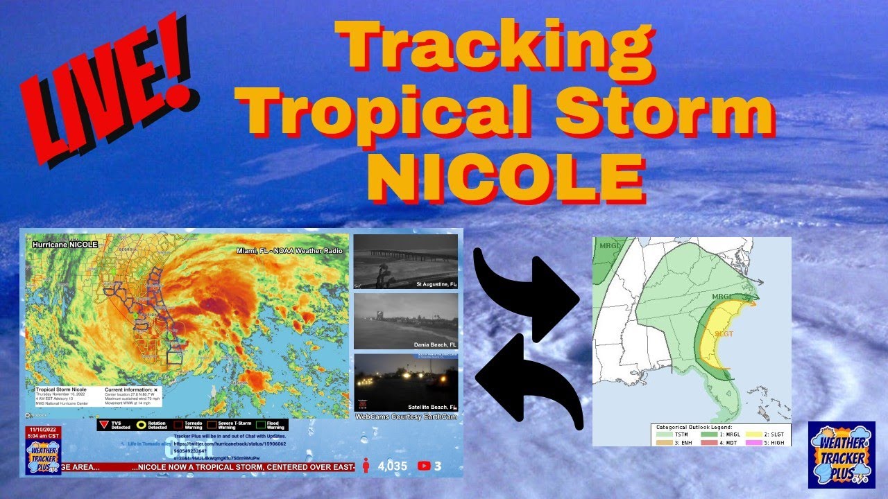 LIVE! Tracking Tropical Storm NICOLE. NICOLE is crossing Florida. #tropics #hurricane #florida