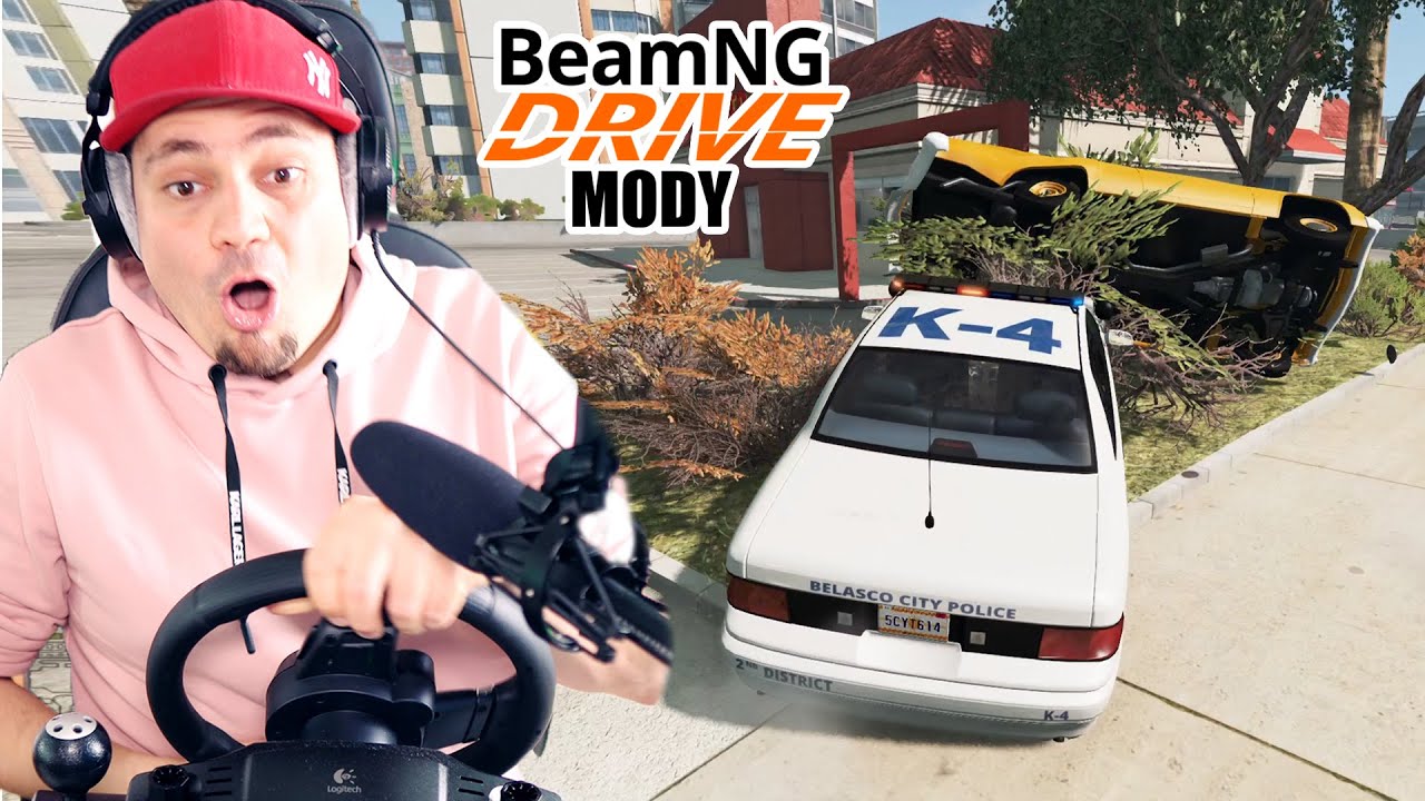 ZMIOTŁEM ZŁODZIEI Z DROGI! *nie dali mi rady* 🚓 Beam.NG Mody