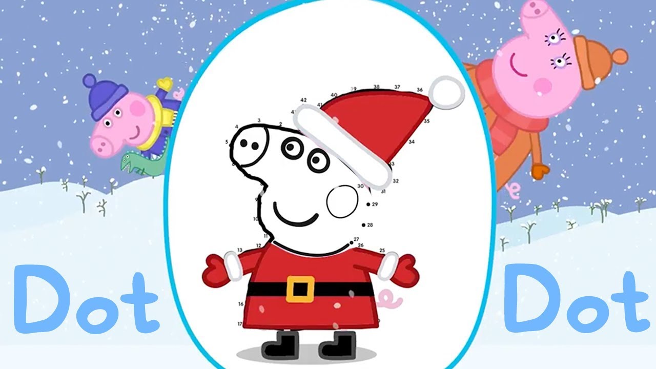 Peppa Pig 🎅 Dot to Dot - How to Draw Peppa Pig 🎅 Christmas Special🎄 - Learning with Peppa Pig