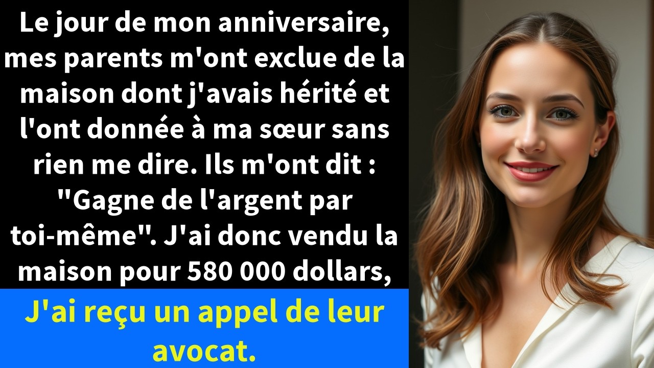 Le jour de mon anniversaire, mes parents m'ont chassé de la maison dont j'avais hérité et l'ont