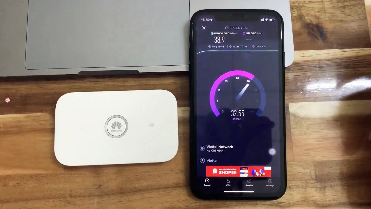 Bộ Phát Wifi 4G Huawei e5573C - Speedtest huawei e5573 xem tốc độ thế nào