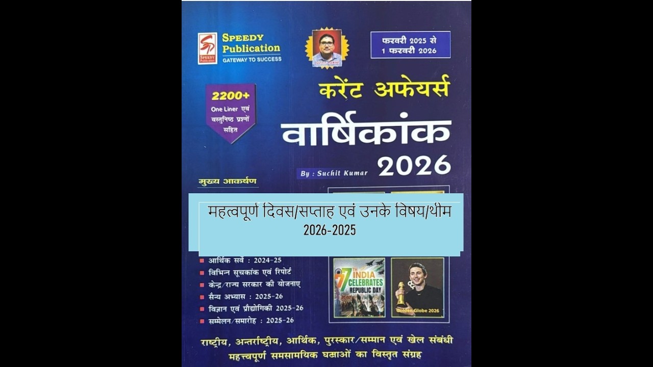 Speedy Current ( Feb 2026), Important Days and week 2026-2025 (2026-2025 के महत्वपूर्ण दिवस/सप्ताह)