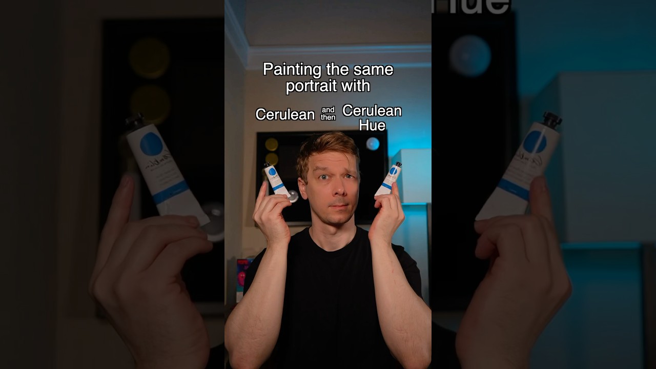 Comparing Cerulean and Cerulean Hue #art #painting #artchallenge