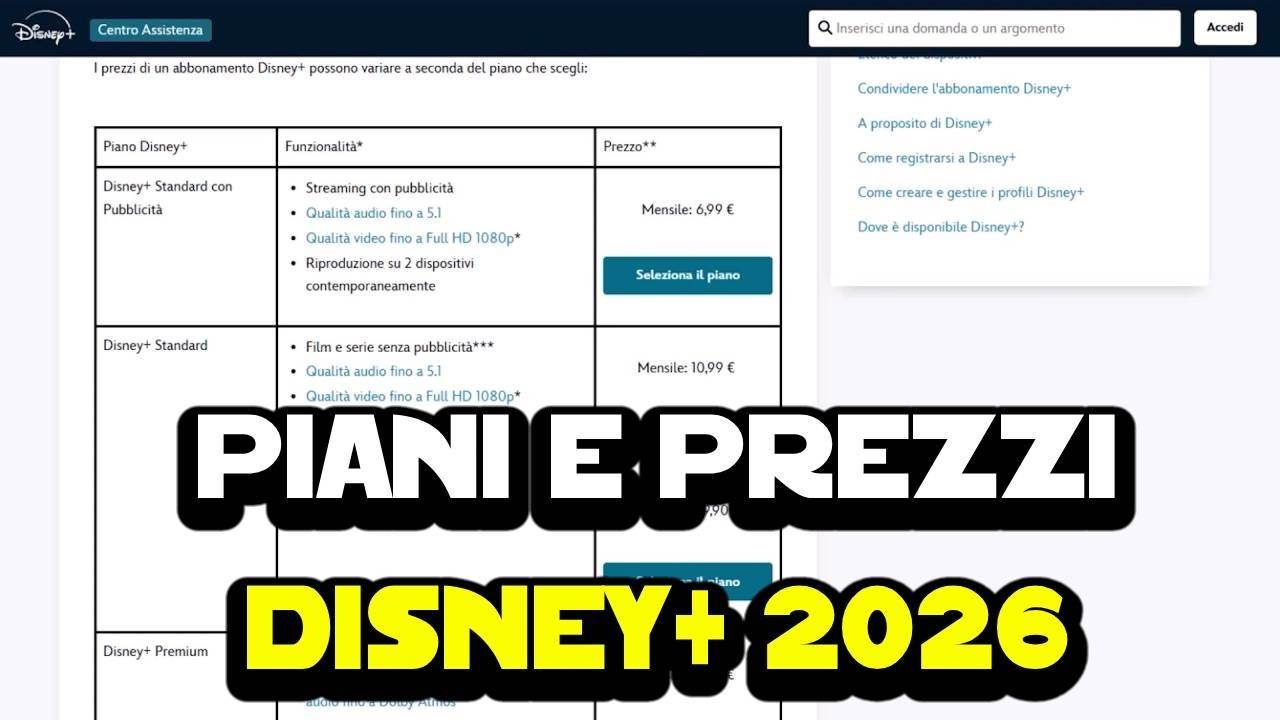 Piani e prezzi Disney+ 2026 - Ecco cosa e come scegliere