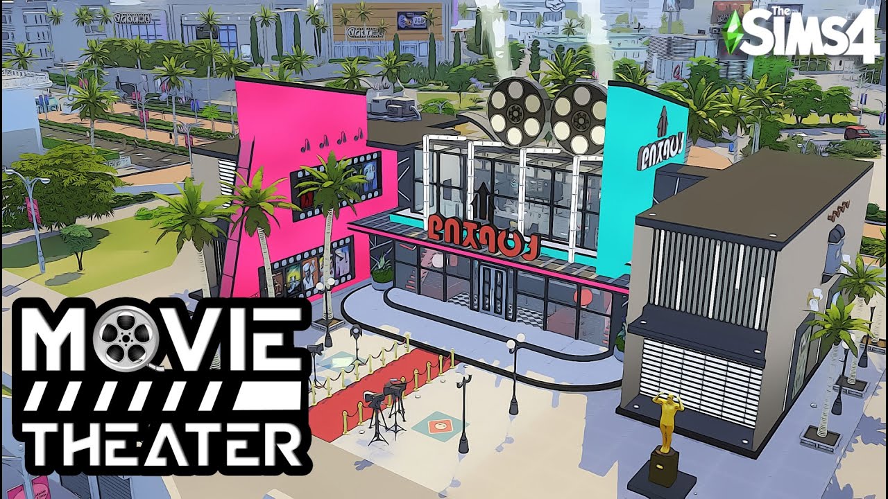 GRAND MOVIE THEATER Sims 4 🎥 | NO CC | Functional Movie Theater Sims 4 fast build