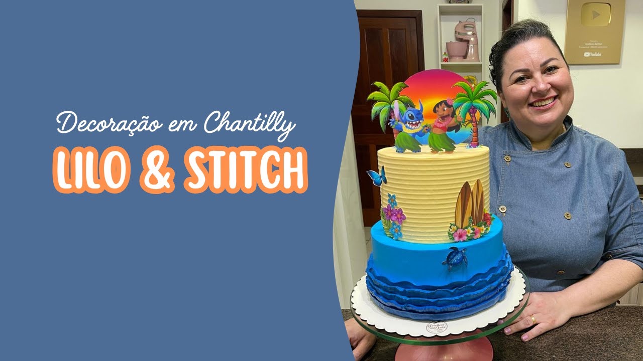 Decorando um bolo de andar com o tema Lilo & Stitch ao vivo!