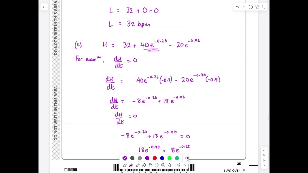 IAL, Edexcel, октябрь 2024 г., P3, Q8, Экспоненциальные и логарифмические функции, Моделирование,...