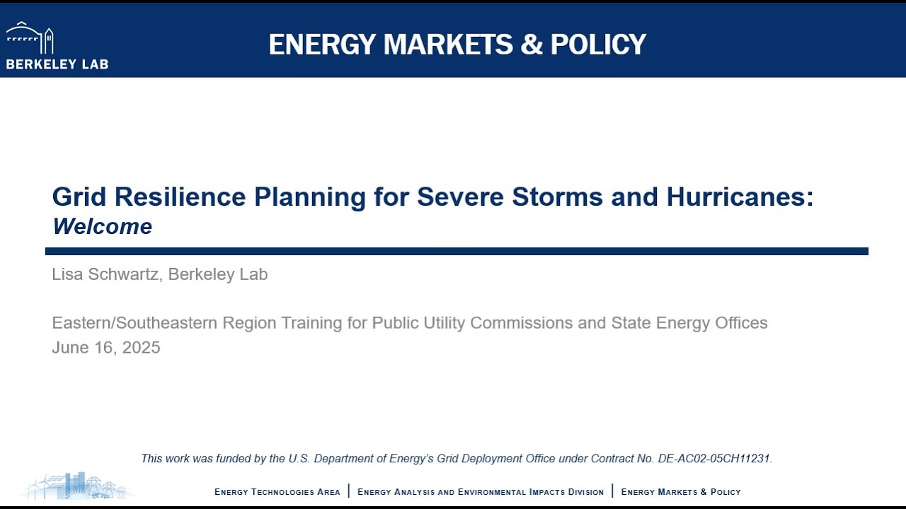 Grid Resilience Planning for Severe Storms: E/SE Region Training for PUCs and State Energy Offices