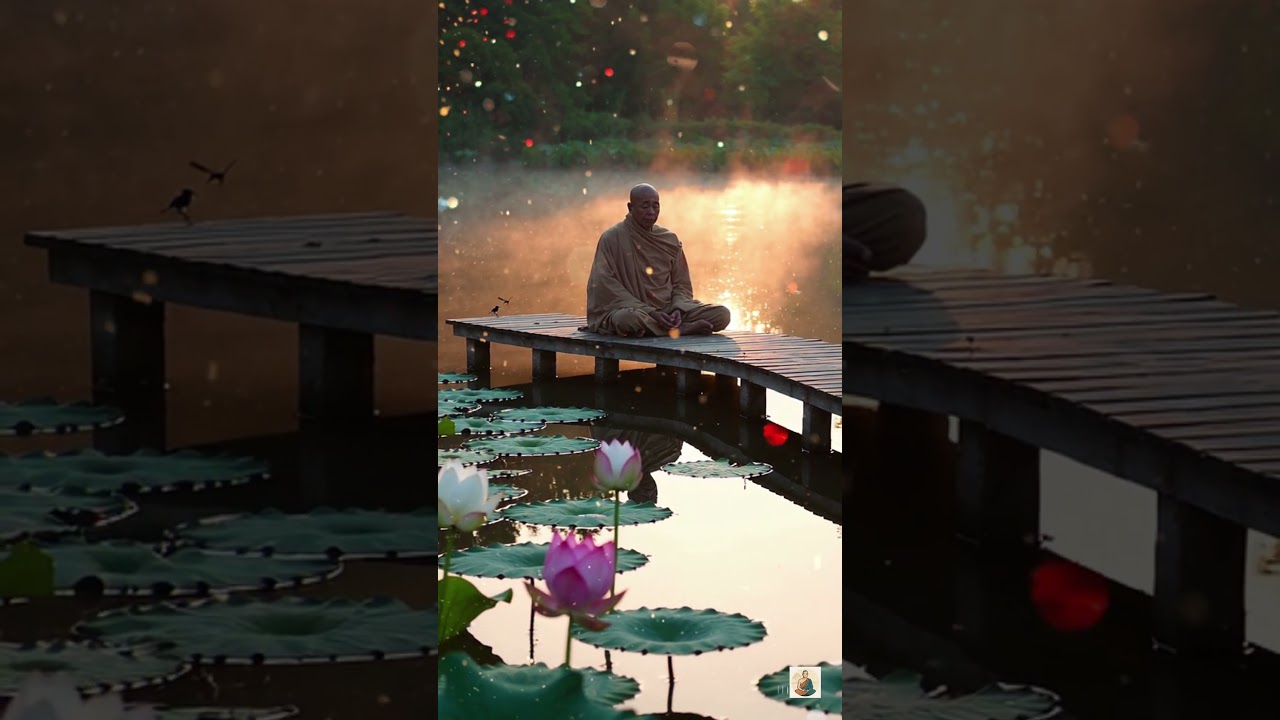 At morning’s gentle light, Monk's serene meditation breathes the day awake 🌞🧘‍♂️🌿