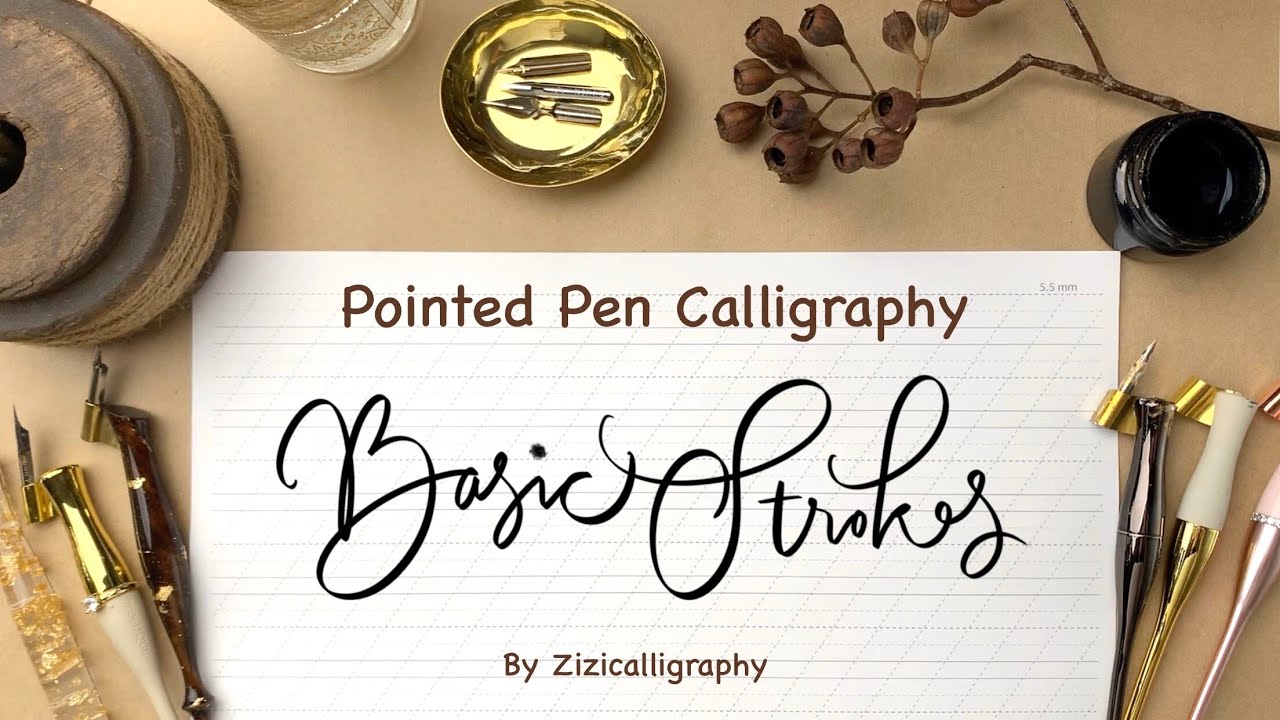 Basic Strokes of Engrosser's Scripts by Zizicalligraphy - Episode 2