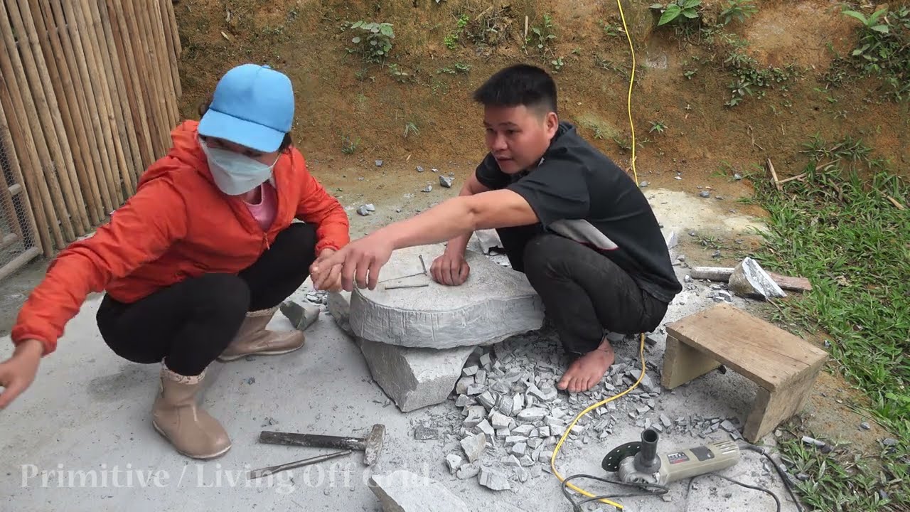 How to make stone mill, Amazing technique of stone making, Free building life, build farm