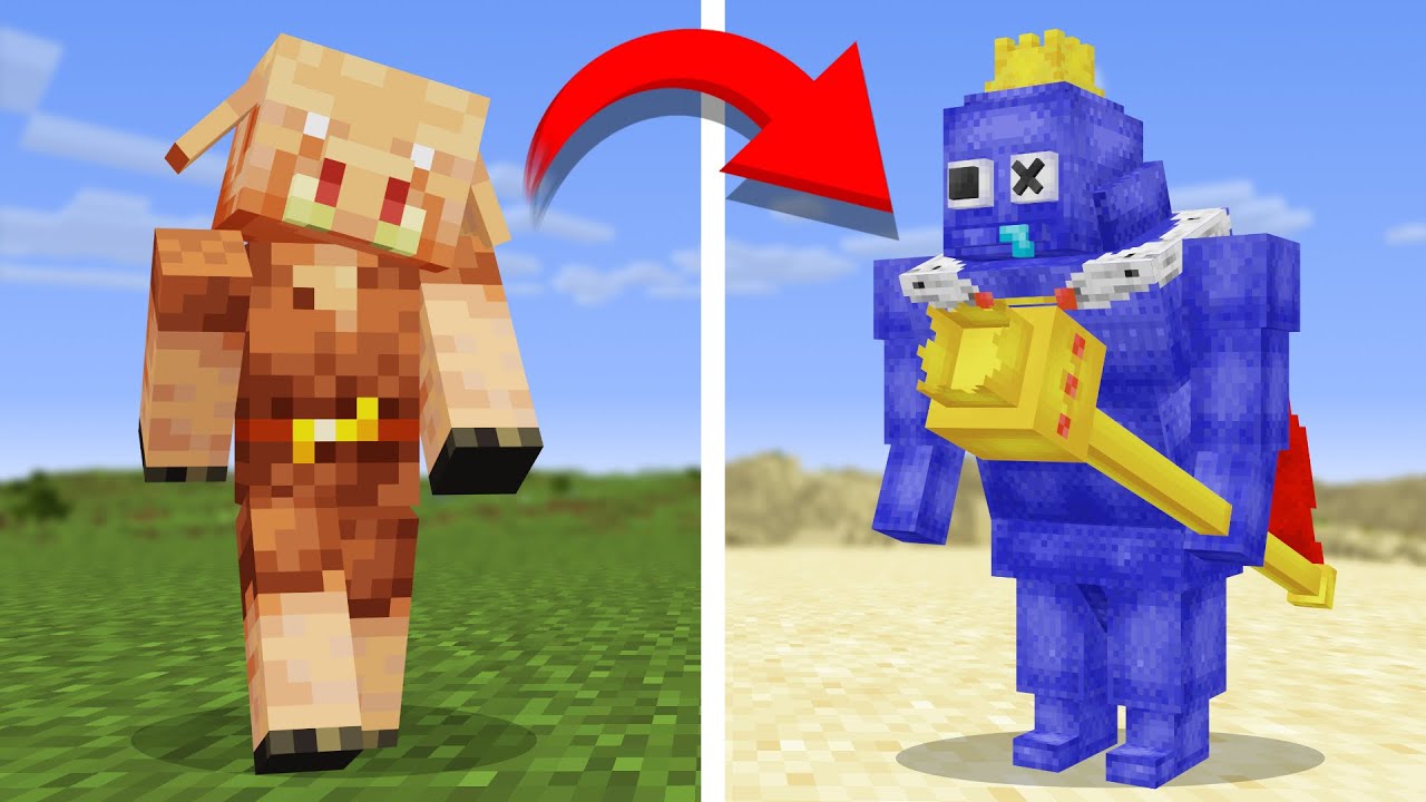 Я переделал каждого моба в реалистичных радужных друзей в Minecraft.