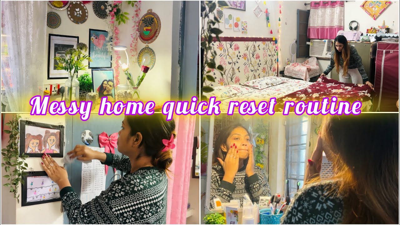 Busy mom’s quick full house reset routine | morning glow up routine | kids exam time preparations 