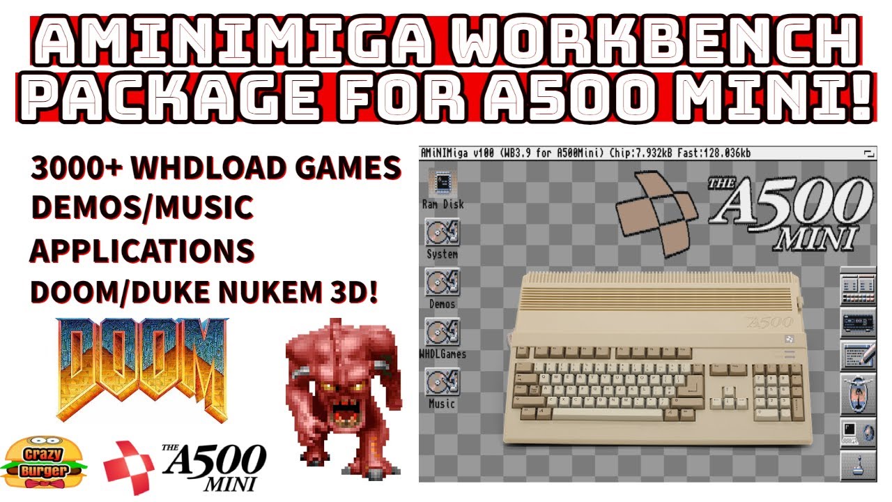 AMiNIMiga Workbench Package for A500 Mini - 3000+ WHDload Games + Doom & Duke Nukem plus much more!