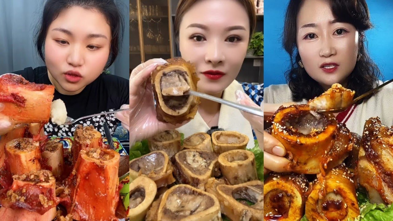 Chinese Food Mukbang Eating Show | Red beef bone marrow | Beef Bone Marrow Challenge #36(P105-107)