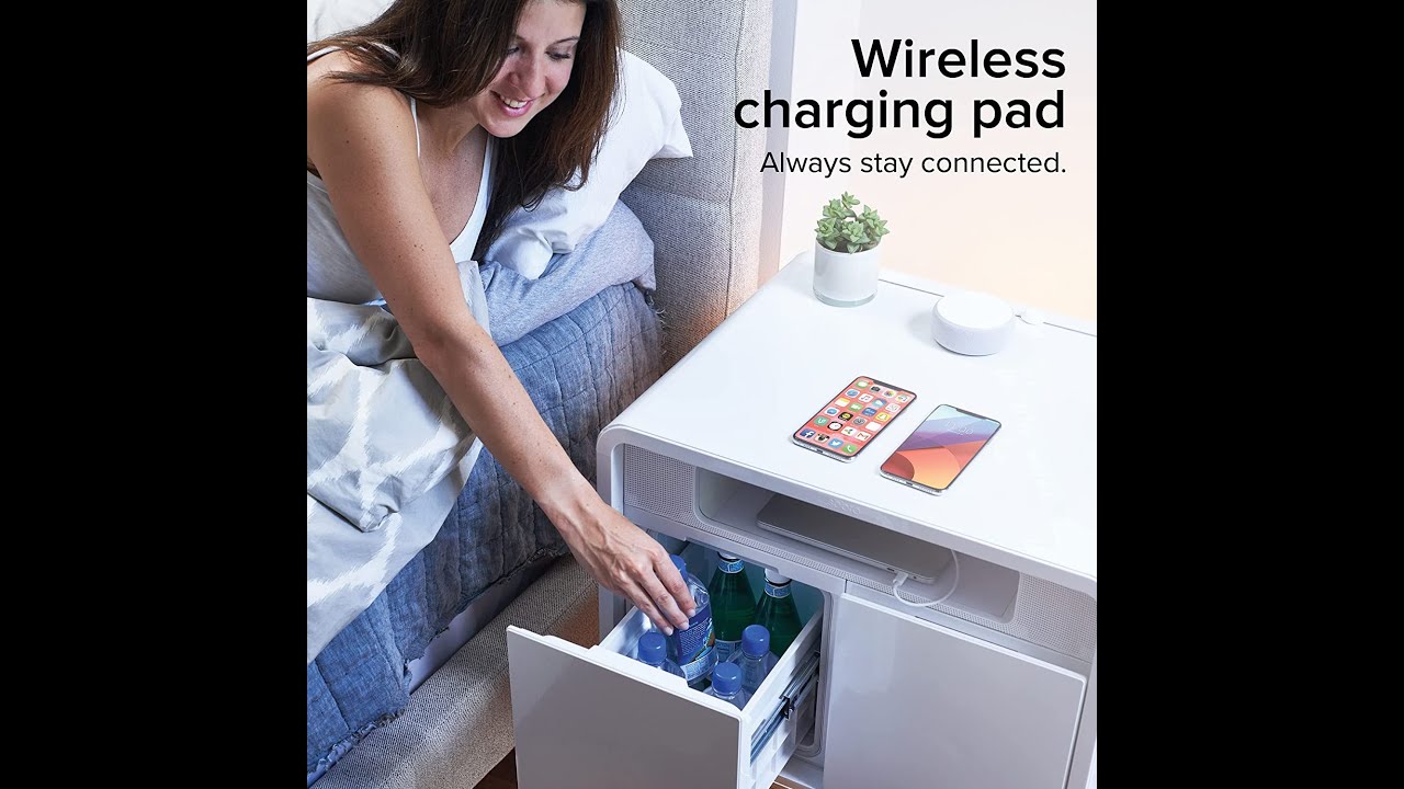 Amazon com  Sobro Smart Side Nightstand Table   with Cooling Drawer, Wireless Charging, Bluetooth Sp