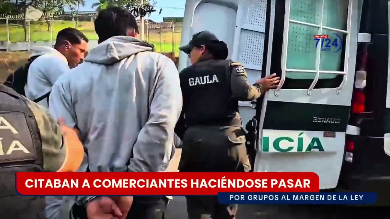 Capturados en flagrancia mientras entregaban panfletos citatorios a comerciantes de Florencia.