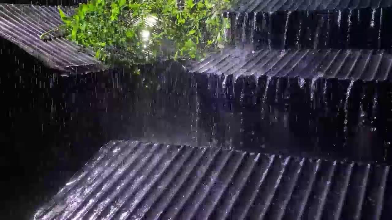 FALL ASLEEP INSTANTLY(No Ads)😴Heavy Rain,Thunderstorm🔥Fire Sounds for Quite Night &Stop Overthinking