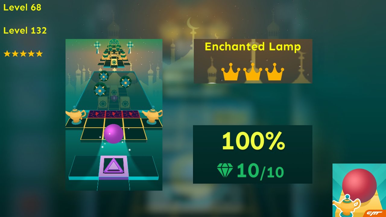 Rolling Sky - Enchanted Lamp (Level 68/Level 132) - 10 Gems - 3 Crowns