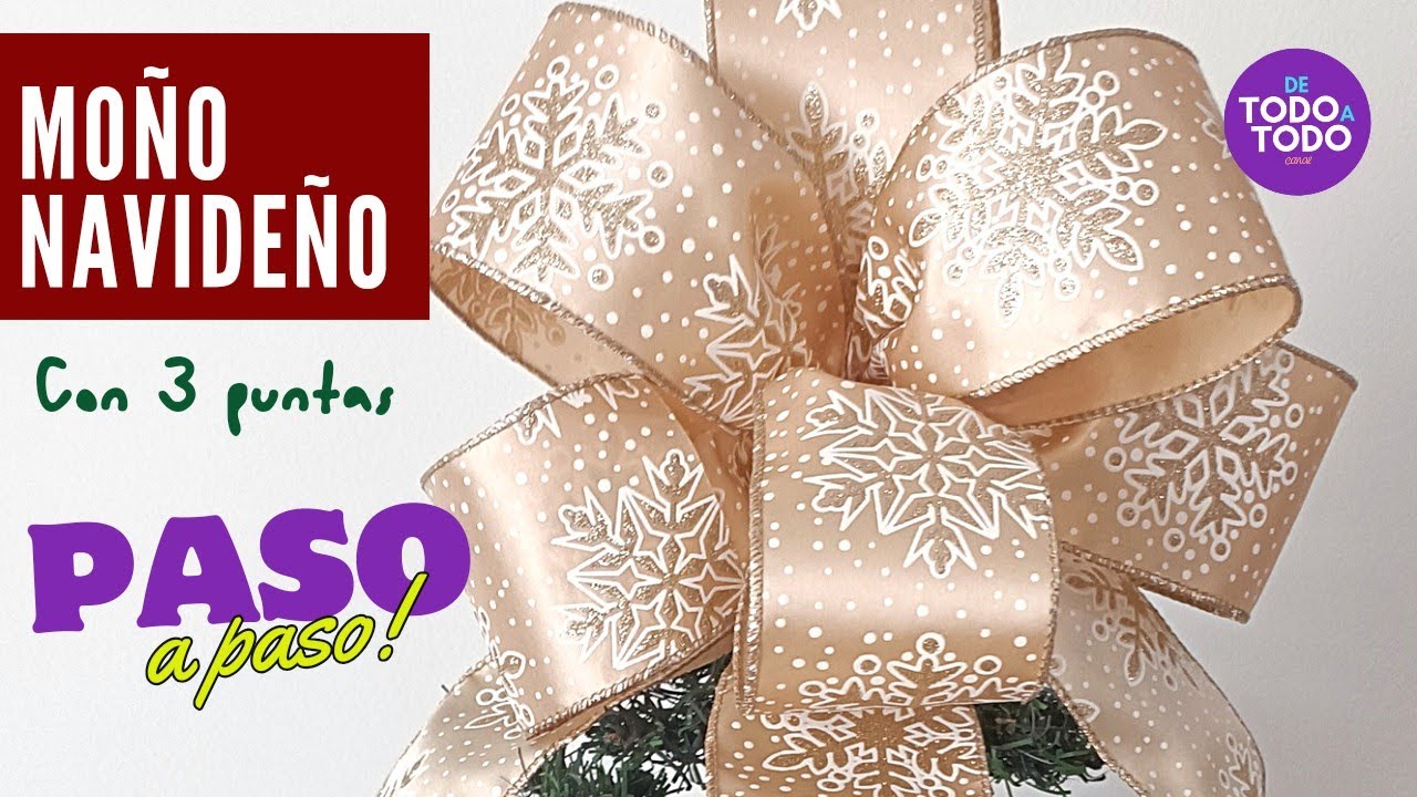 🎄C&oacute;mo hacer un MO&Ntilde;O o LAZO con cinta para el &Aacute;RBOL de NAVIDAD? FACIL 👉🎄Christmas Bows with ribbon🎅