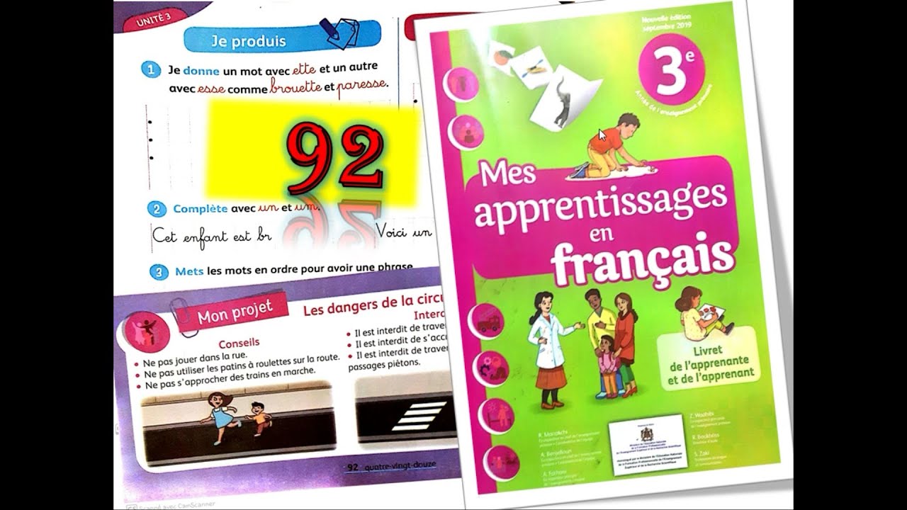 Mes apprentissages en français 3 AEP  pages 92