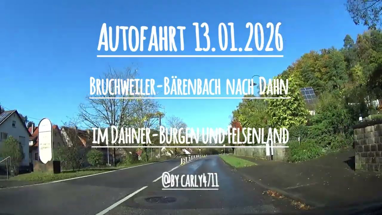 Autofahrt Bruchweiler-Bärenbach Richtung Dahn im Dahner-Burgen und Felsenland