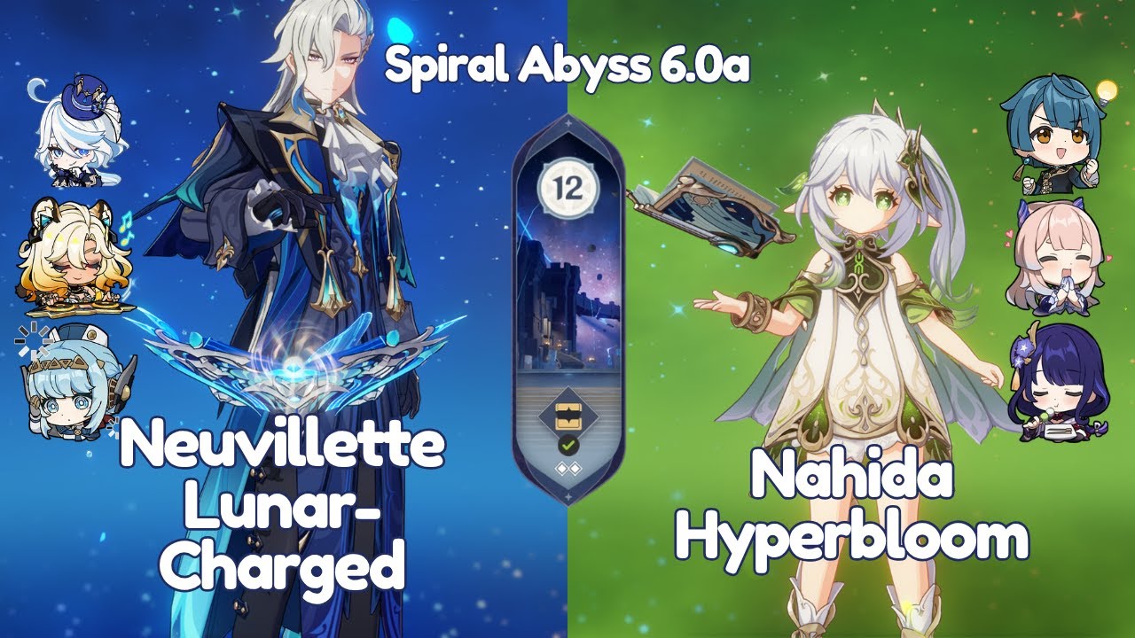 C1 NEUVILLETTE LUNAR-CHARGED X C0 NAHIDA HYPERBLOOM | Spiral Abyss 6.0a | Genshin Impact