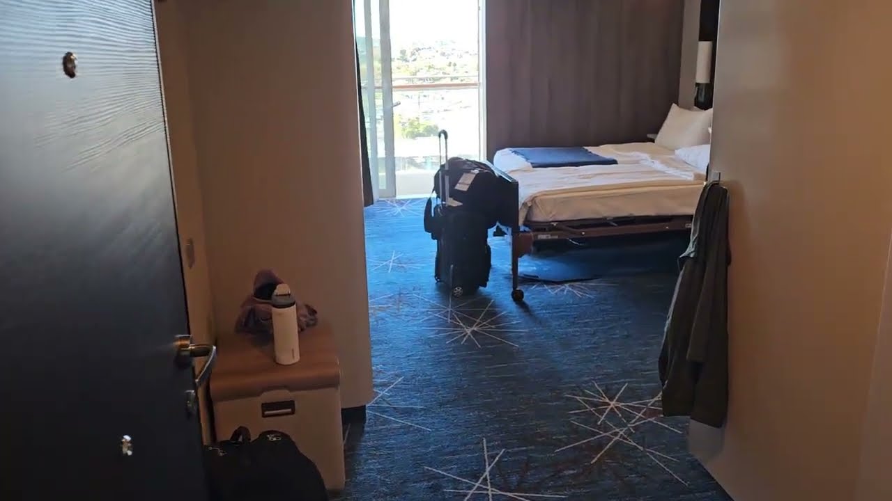 Tour of wheelchair accessible balcony cabin 14860 aboard the Norwegian Bliss.